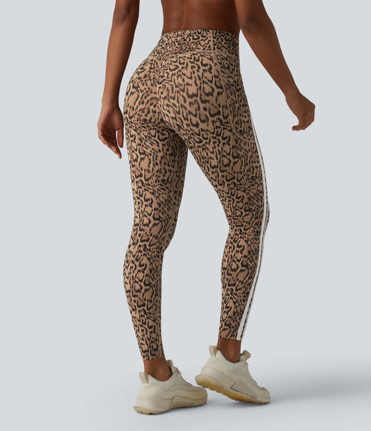 Halara UltraSculpt™ Leopard Print High Waisted Tummy Control Butt Lifting Color Block Stripes Training 7/8 Leggings with Pockets