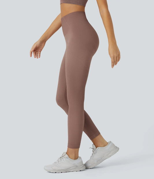 Soft OneForm Seamless Flow Ribbed High Waisted Tummy Control Butt Lifting Training Leggings