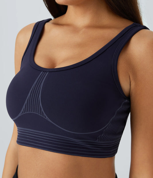 SpeedWave™ Medium Support U Neck Striped Quick Dry Workout Sports Bra