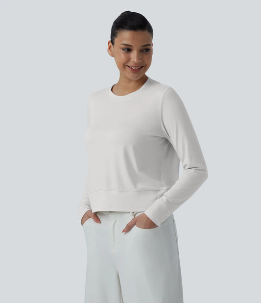 Round Neck Long Sleeve Relaxed Casual T-Shirt