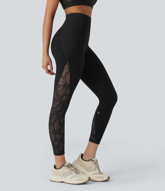 Halara UltraSculpt™ High Waisted Tummy Control Contrast Lace Shaping Training Leggings with Pockets