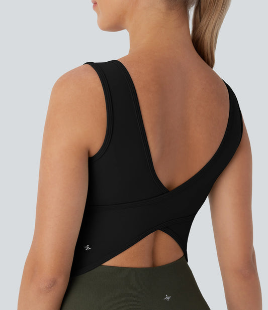 U Neck Crossover Dance Tank Top DD-F Cups