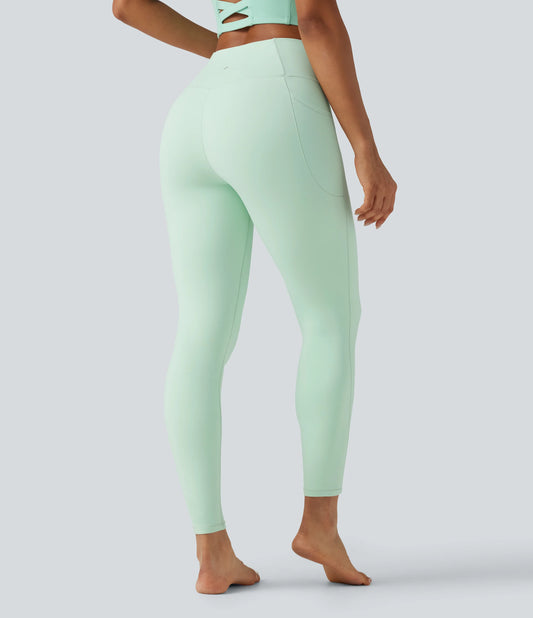 SoftlyZero™ High Waisted Crossover Plain Yoga Leggings with Pockets-UPF50+