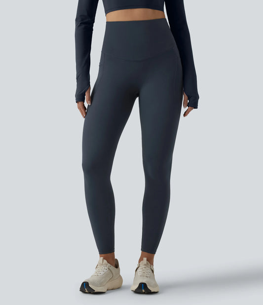 Halara Ultrasculpt™ High Waisted Tummy Control Crossover Back Running Leggings with Pockets
