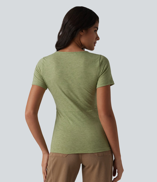 V Neck Short Sleeve Casual T-Shirt