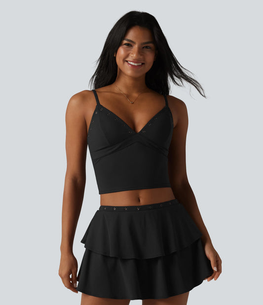 SoftlyZero™ Airy Adjustable Straps Eyelet Built-in Bra Cropped InstantCool Casual Tank Top