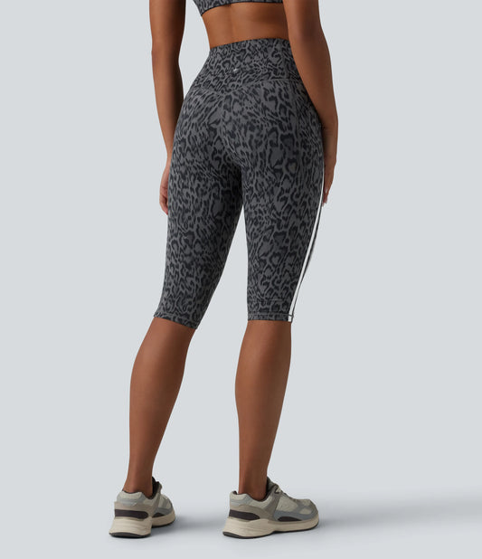 Halara UltraSculpt™ Leopard Print High Waisted Tummy Control Color Block Stripe Pedal Pusher Training Leggings with Pockets
