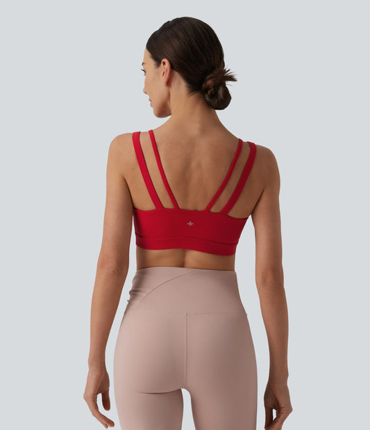 SoftlyZero™ Airy Low Support Double Straps Backless InstantCool Yoga Sports Bra-UPF50+