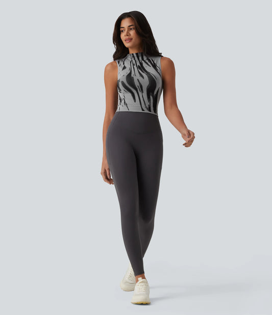 OneForm Seamless Flow Mock Neck Color Block Yoga Tank Top