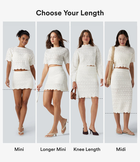 High Waisted 2-in-1 Pocket Open Knit Mini Casual Sweater Skirt