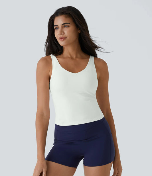 SoftlyZero™ Plush Padded V Neck Plain Tank Top