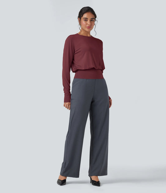 Round Neck Long Sleeve Work Top