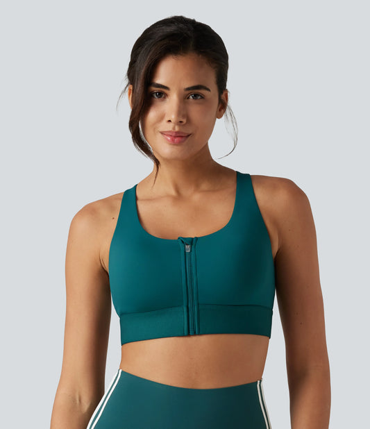 SpeedWave™ Medium Support Non-Removable Pad Zip Quick Dry Running Sports Bra