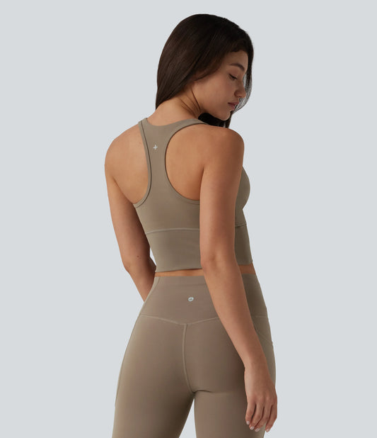 Halara UltraSculpt™ Medium Support V Neck Racerback Cropped Workout Tank Top