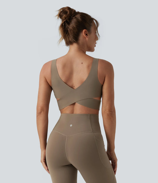 Halara UltraSculpt™ Medium Support V Neck Push-Up Training Sports Bra DD-F Cups