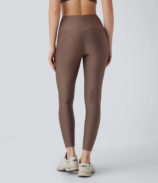 High Waisted Pocket Sheen Workout Leggings