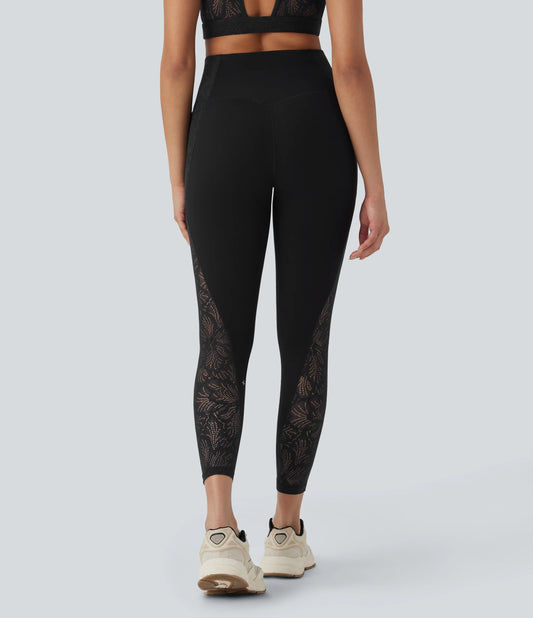Halara UltraSculpt™ High Waisted Tummy Control Contrast Lace Shaping Training Leggings with Pockets