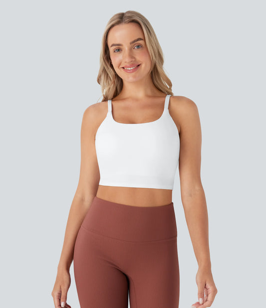 SoftlyZero™ Plush Basic Padded Cropped Low Support Running Cami Top DD-F Cups