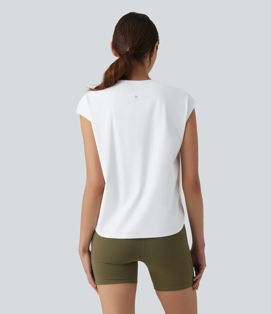 SoftlyZero™ Airy Round Neck Sleeveless Contrast Mesh InstantCool Yoga Sports Top