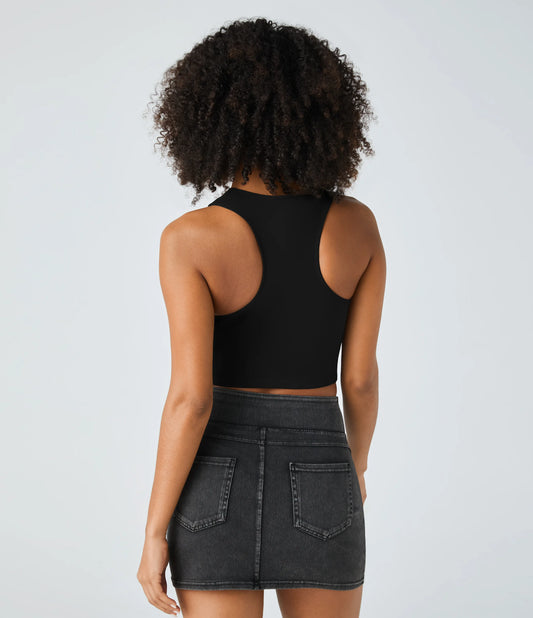 DayStretch Racerback Cut Out Ripped Cropped Casual Tank Top