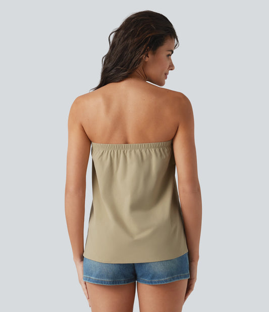 Tube Stretchy Poplin Casual Tank Top