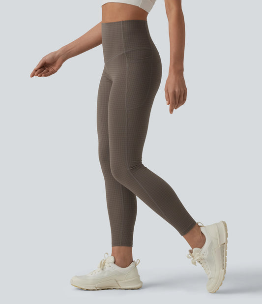 Halara UltraSculpt™ Houndstooth Print High Waisted Tummy Control Shaping Running Leggings with Pockets