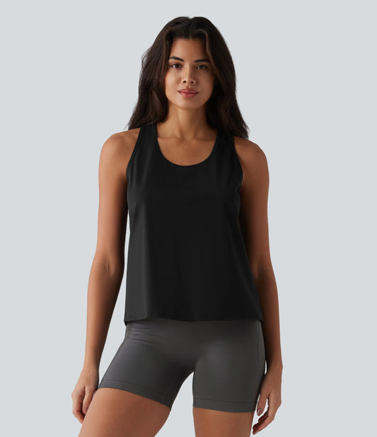 SoftlyZero™ Airy Racerback Contrast Lace InstantCool Workout Tank Top-UPF50+