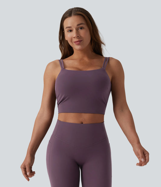 Halara UltraSculpt™ Double Straps Twisted Backless Cropped Built-in Bra Yoga Tank Top DD-F Cups