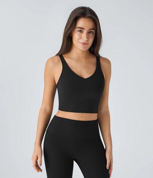 Padded V Neck Cropped Yoga Tank Top A-D Cups
