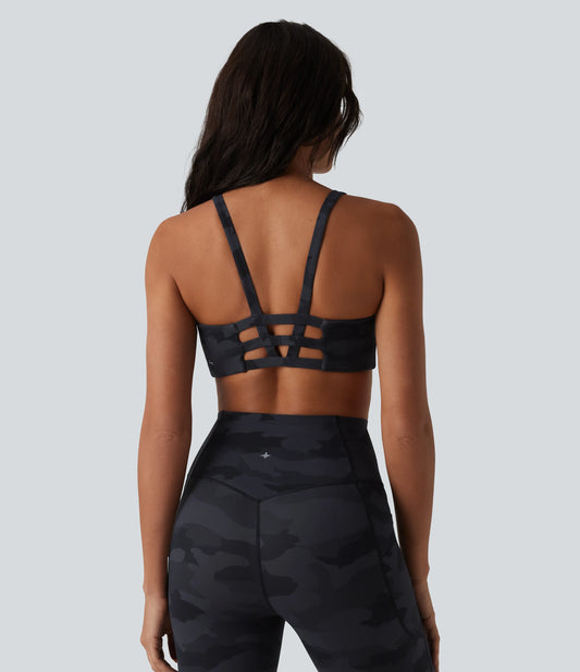 Halara UltraSculpt™ Camo Print Low Support U Neck Cut Out Yoga Sports Bra