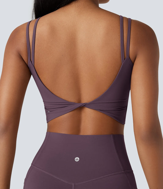 Halara UltraSculpt™ Double Straps Twisted Backless Cropped Yoga Tank Top