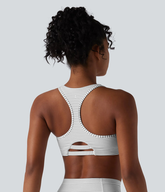 Medium Support Racerback Stripes Training Sports Bra