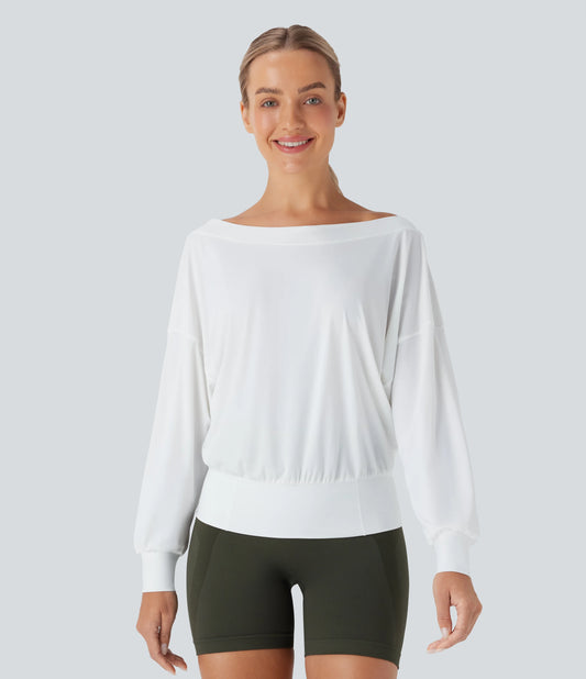 One Shoulder Oversize InstantCool Quick Dry Yoga Sports Top