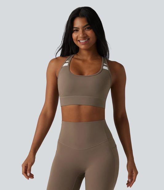 Halara UltraSculpt™ Medium Support Built-in Bra Racerback Color Block Training Sports Bra