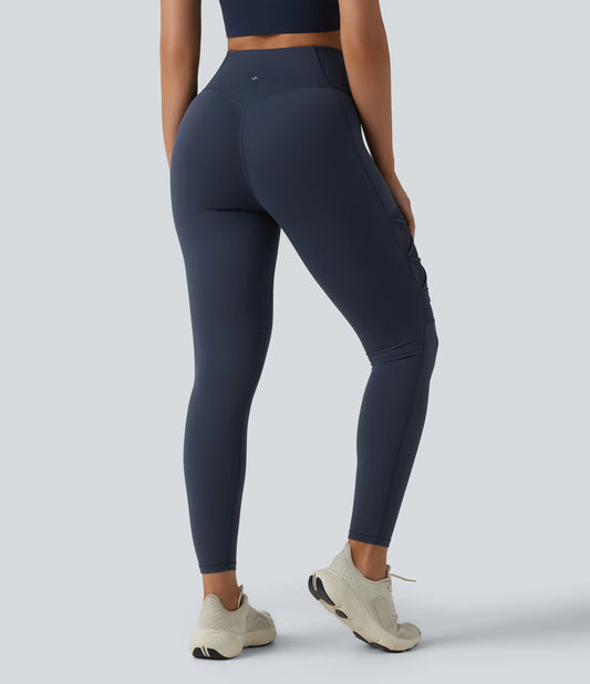 Halara UltraSculpt™ High Waisted Tummy Control Breathable Mesh Buckle Yoga 7/8 Leggings