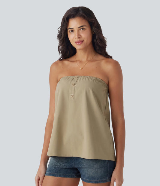 Tube Stretchy Poplin Casual Tank Top