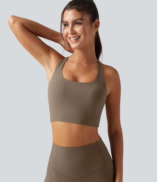 Halara UltraSculpt™ Ribbed Low Support Built-in Bra Running Sports Bra