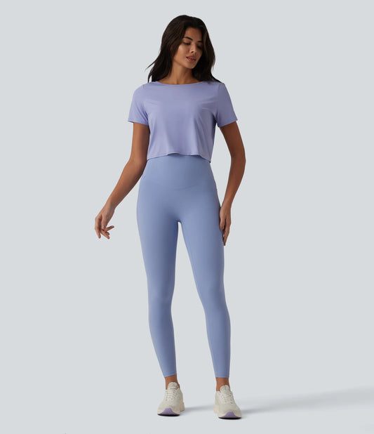 Boat Neck Short Sleeve InstantCool Yoga Sports Top-UPF50+