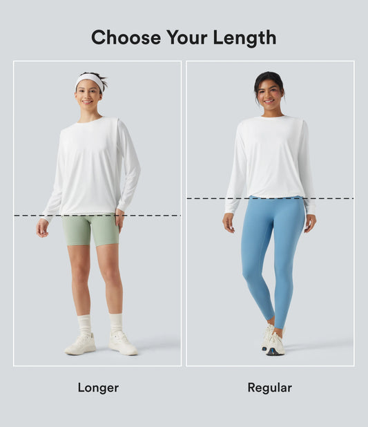 Round Neck Long Sleeve Ruched Yoga Sports Top-UPF50+