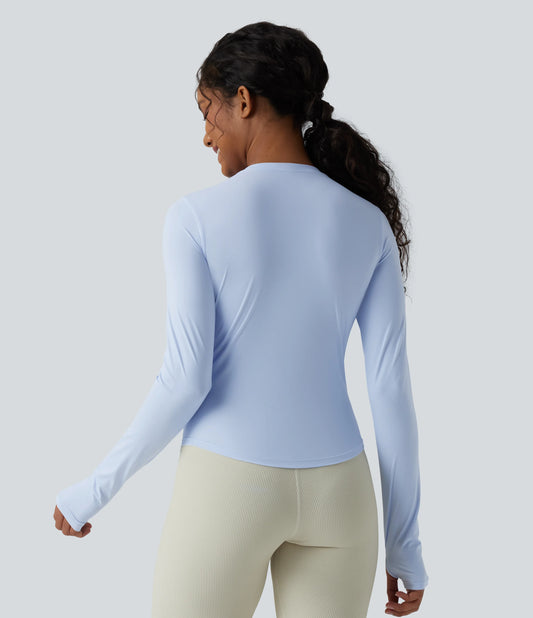 Round Neck Long Sleeve Thumb Hole InstantCool Hiking Sports Top-UPF40+