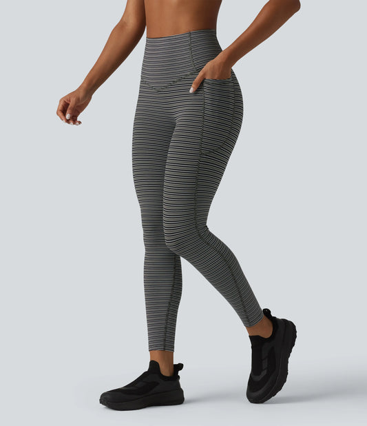 Halara UltraSculpt™ Jacquard Stripe High Waisted Tummy Control Running Leggings with Pockets